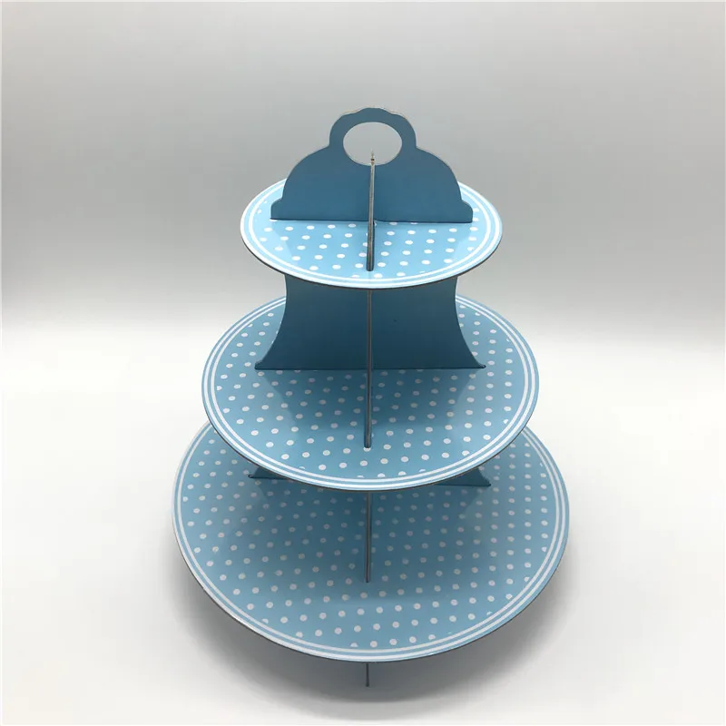 

Kids Birthday Party Blue Cake Stand Cupcake Stand Family Party 3 Layers Paper Cake Stand Hold Dessert Candy Cookies Supply 1pcs