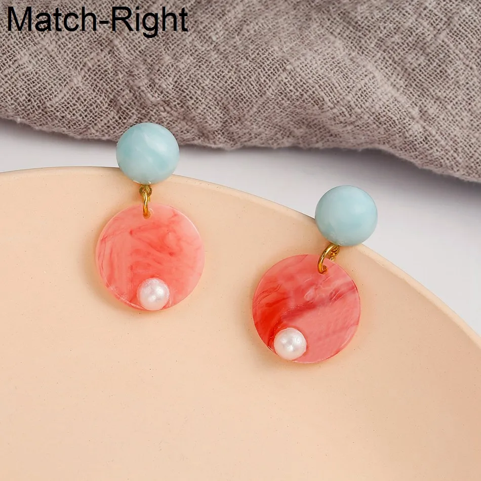 

Match-Right Trendy Earrings for Women Acrylic Cute Statement Earrings Korean Round Drop Earrings Women Jewelry Female NR256