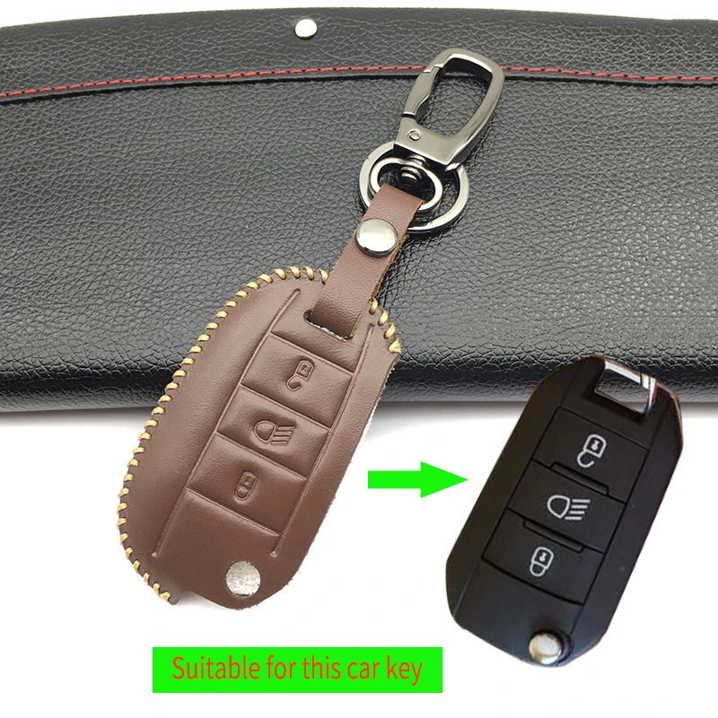 Кожаный чехол для автомобильного ключа Citroen C4L C5 C3 CACTUS C6 C8 Xsara Picasso Peugeot 3008 308 508 408 2008
