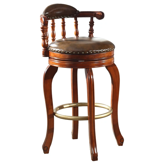 Bar counter European style solid wood high stool Modern minimalist rotating bar chairs American