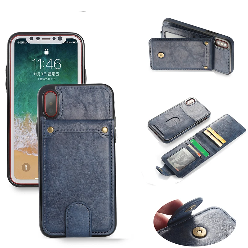 2 в 1 винтажный кожаный чехол для iPhone X 8 7 Plus 6 6s флип-чехол телефона слот карт