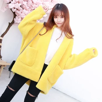 

2018 new lamb hair fashion temperament imitation fur coat female winter short Double-faced Fur coat