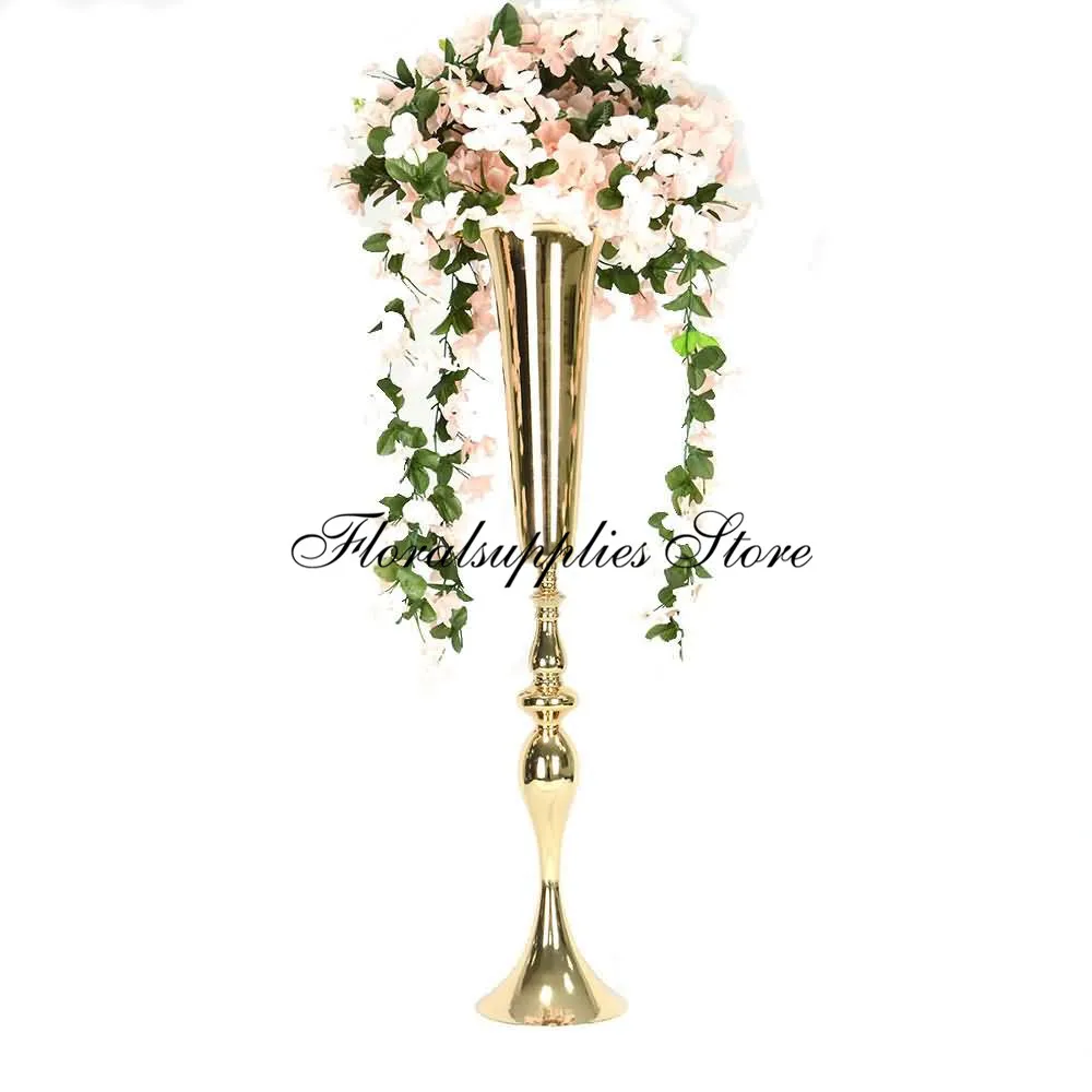 

10PCS Table Centerpiece Wedding Flower Vase Centre Pieces Metal Gold Trumpet Wedding Flower Vase Centerpieces