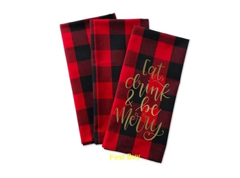 

30pcs/lot monogram personalize buffalo plaid kitchen tea towel 2 colors 50*70cm checked hand dish towel Christams farmhouse deco