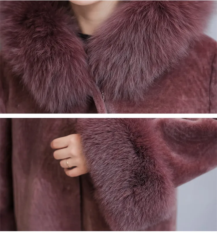 2019 High Quality Elegant For Women Faux Fur Coat  Winter Long Section Haining Fur Coat Hooded Sheep Shearing Coat Female  (9)