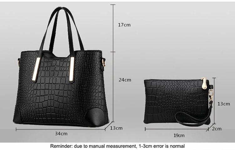 Luxury Crocodile Big Composite Women Handbag Famous Brand Design Bucket Tote Solid Fashion Shoulder Bag Elegant Lady DXF02