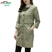 JQNZHNL новые осенние женские кожаные куртки средней длины модные однобортные повседневные кожаные пальто с круглым вырезом P145