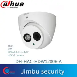 Dahua 2MP купольная HD1080P камера HDCVI DH-HAC-HDW1200E-A IR 50 м встроенный микрофон IP67 CCTV камера безопасности HAC-HDW1200E-A