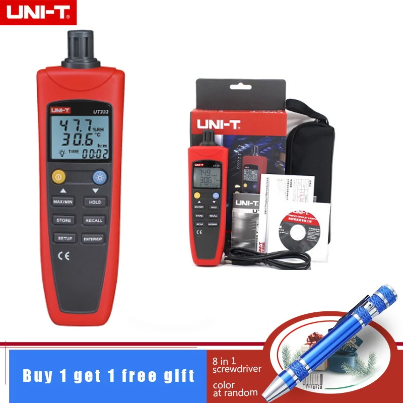 

UNI-T Digital Temperature Humidity Meter UT332 UT331 Data Storage Recall USB Transfer Dew Point LCD backlight ℃/℉ selectable