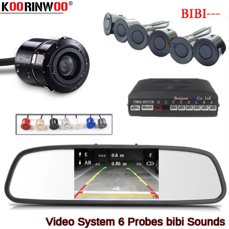 

Koorinwoo Ultrasonic LCD Display Car Rearview Camera Probes 4 Back Parktonic Car Parking Sensor Car Monitor Car-Detector System