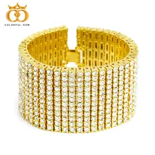 Хип-хоп, мужской браслет, браслет, серебро, золото, цвет, 12 строк, Bling, AAA, стразы, кристалл, браслет, цепочка, рок, панк, ювелирное изделие, 45 мм* 8 дюймов