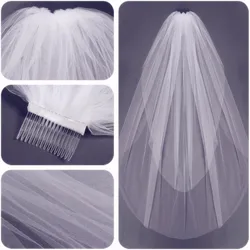 Short Soft Tulle Wedding Veils Two Layers Cut Edge Comb In Stocks