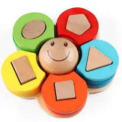 Деревянная обучающая игрушка Форма и Цвет сортировки кубики для игр дошкольного головоломки комплект головоломки подарок Wooen улыбающийся
