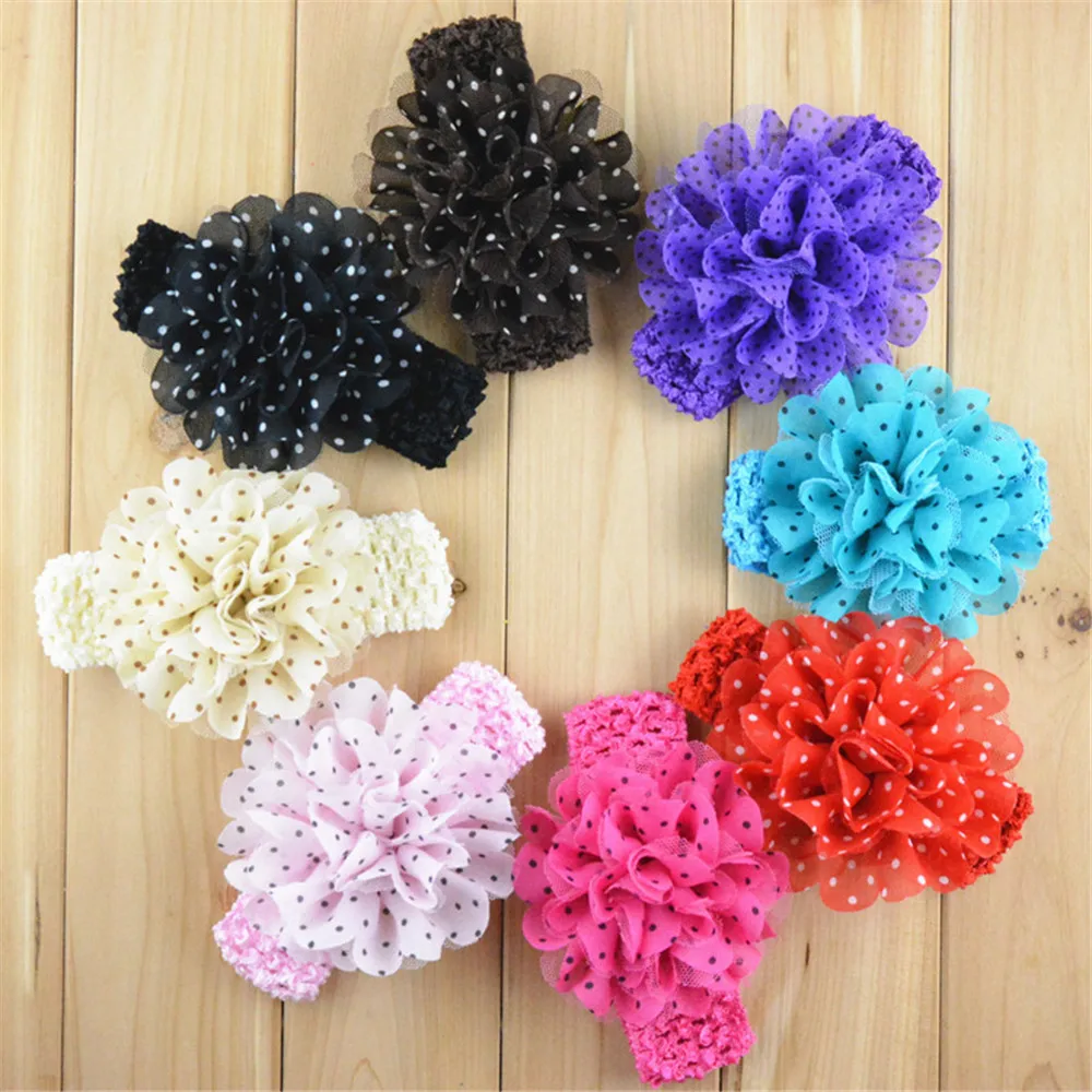 

10pcs/lot Hotsale Crochet Elastic Headband with 11cm Lace Flower Girl Chic Headdress Hair Accessor New woman Headwear