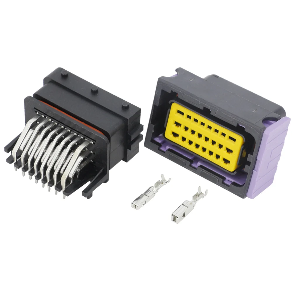 

10 Sets 24 pin black car modified computer connector modified plug with terminal DJ7242-1.5 -10/21 24P car connector