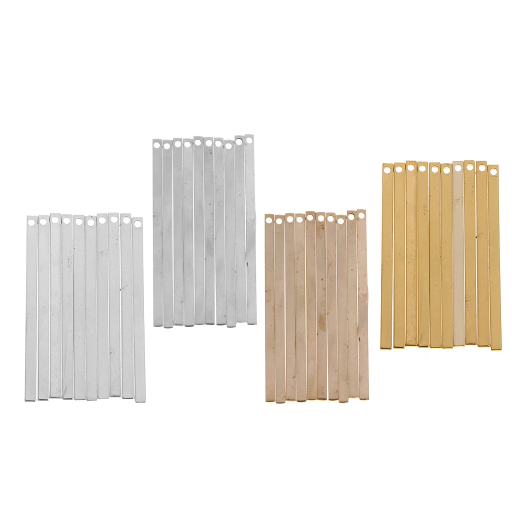 10 Piece Alloy Flat Rectangle Blank Coin Engraving Stamping Charms Tag Pendant Necklace Bracelet Pendants for DIY Jewelry Making