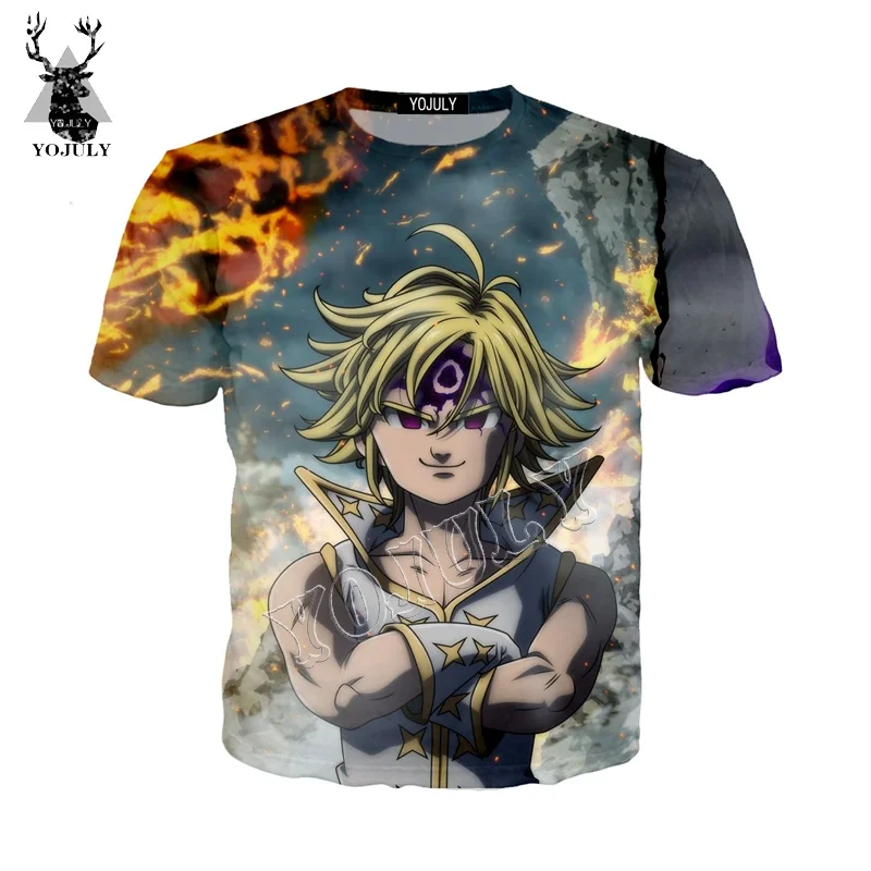 YOJULY The Seven Deadly Sins Meliodas аниме 3D Принт футболки летняя повседневная футболка унисекс Мужская/женская одежда с короткими рукавами Y30 - Цвет: 1