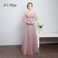 Это Yiya платья подружки невесты для леди сексуальная прозрачная кисея, тюль лук кружево до пола Длина Модные Вечерние Платья LF801-1