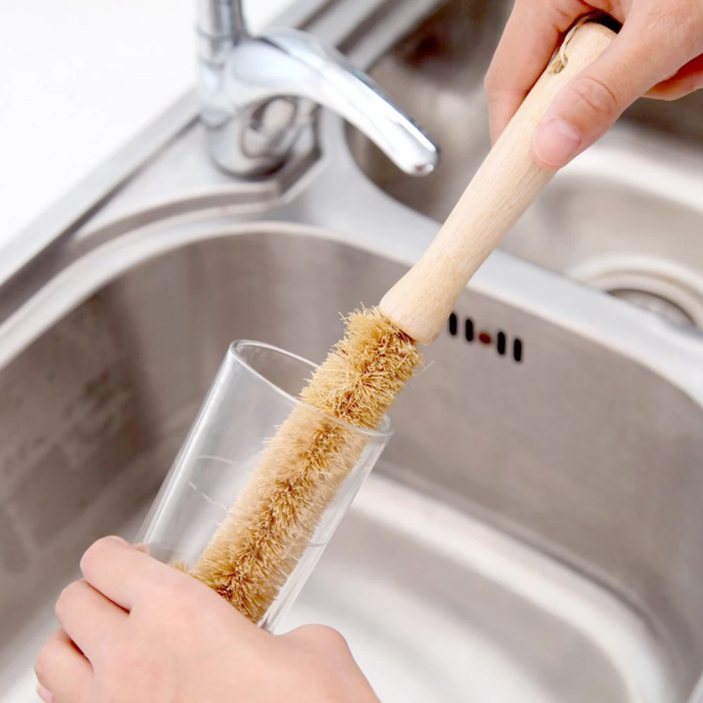 

Non-stick Skillet Long Handle Bottle Brush Cleaning Brush Coconut Palm Cup Brush