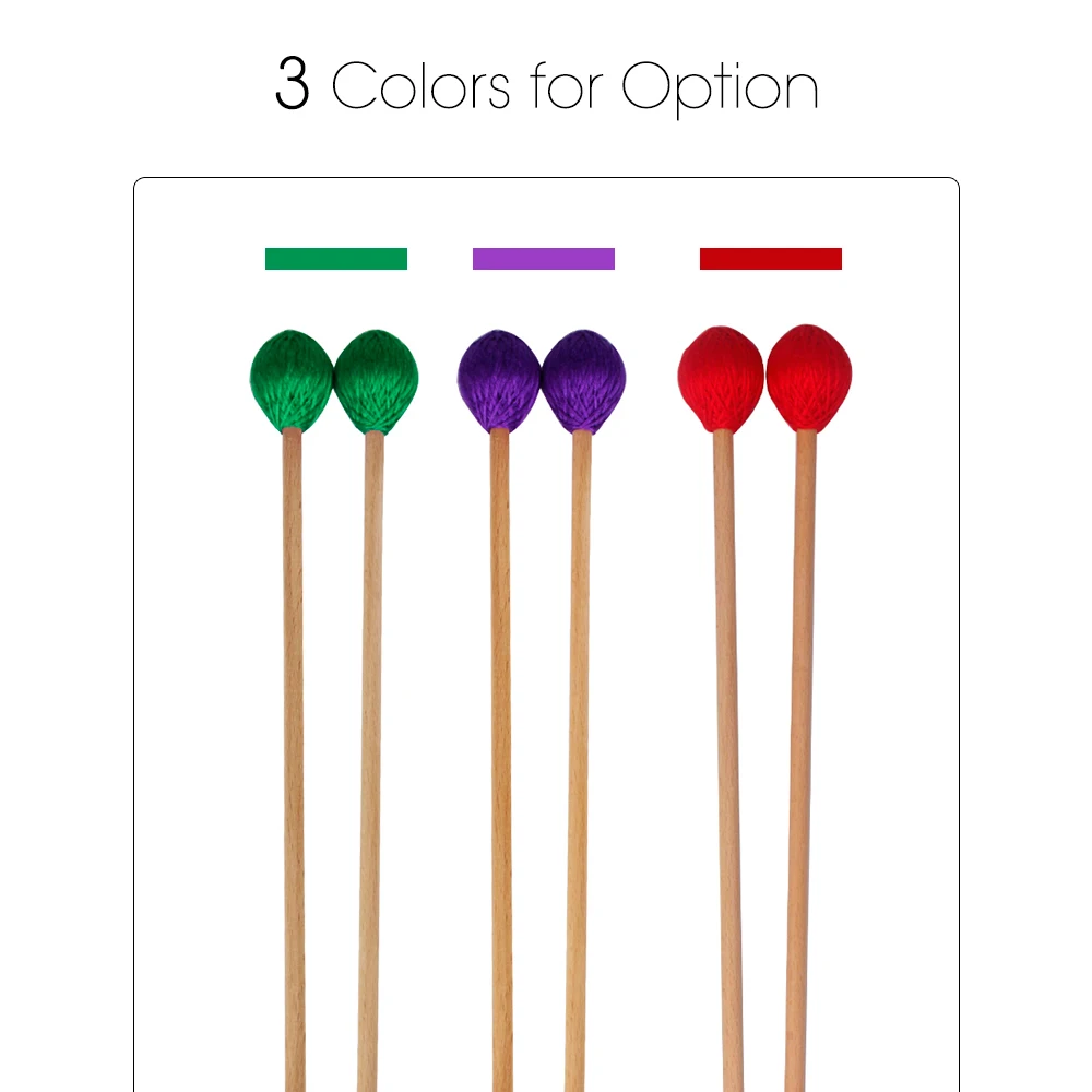 1 Pair Middle Marimba Stick Mallets Xylophone Glockensplel Mallet with Beech Handle Musical Accessories Mallets for Amateurs