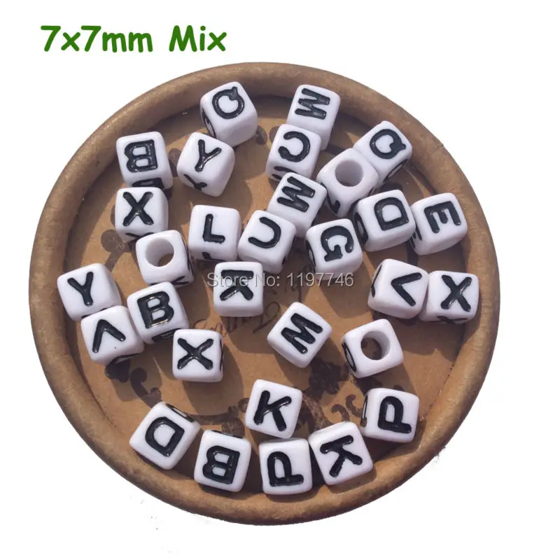 Letter Beads For Kids Jewelry Making Vowel Alphabet Beads 7mm 100pcs White Beads Square Beads