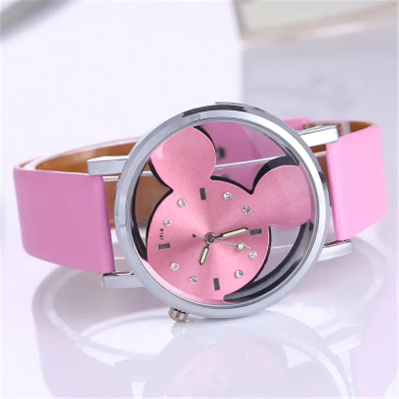 

New arrival unique Design Candy Color Cute Girls Mouse Crystal Quartz Wrist Watch High Quality Children Watch Relogio Feminino