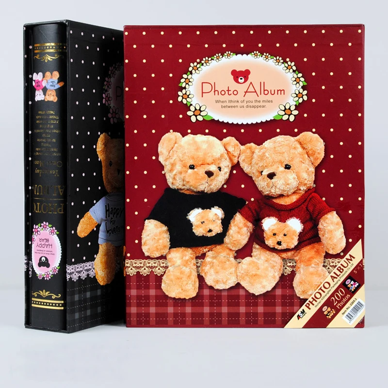 1 шт., 7-дюймовая Детская сумка для альбома с изображением медведя, можно положить 5R, 7 дюймов, 127*178 мм, 200 листов, фотоальбом