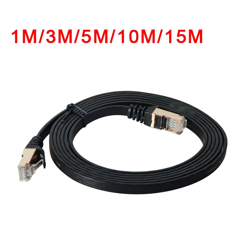 1M/3M/5M/10M/15M Ethernet Cable CAT7 LAN Network Cable Flat RJ45 High Speed Patch STP Gigabit Cords XXM 1m 3m 5m 10m 15m ethernet cable cat7 lan network cable flat rj45 high speed patch stp gigabit cords xxm