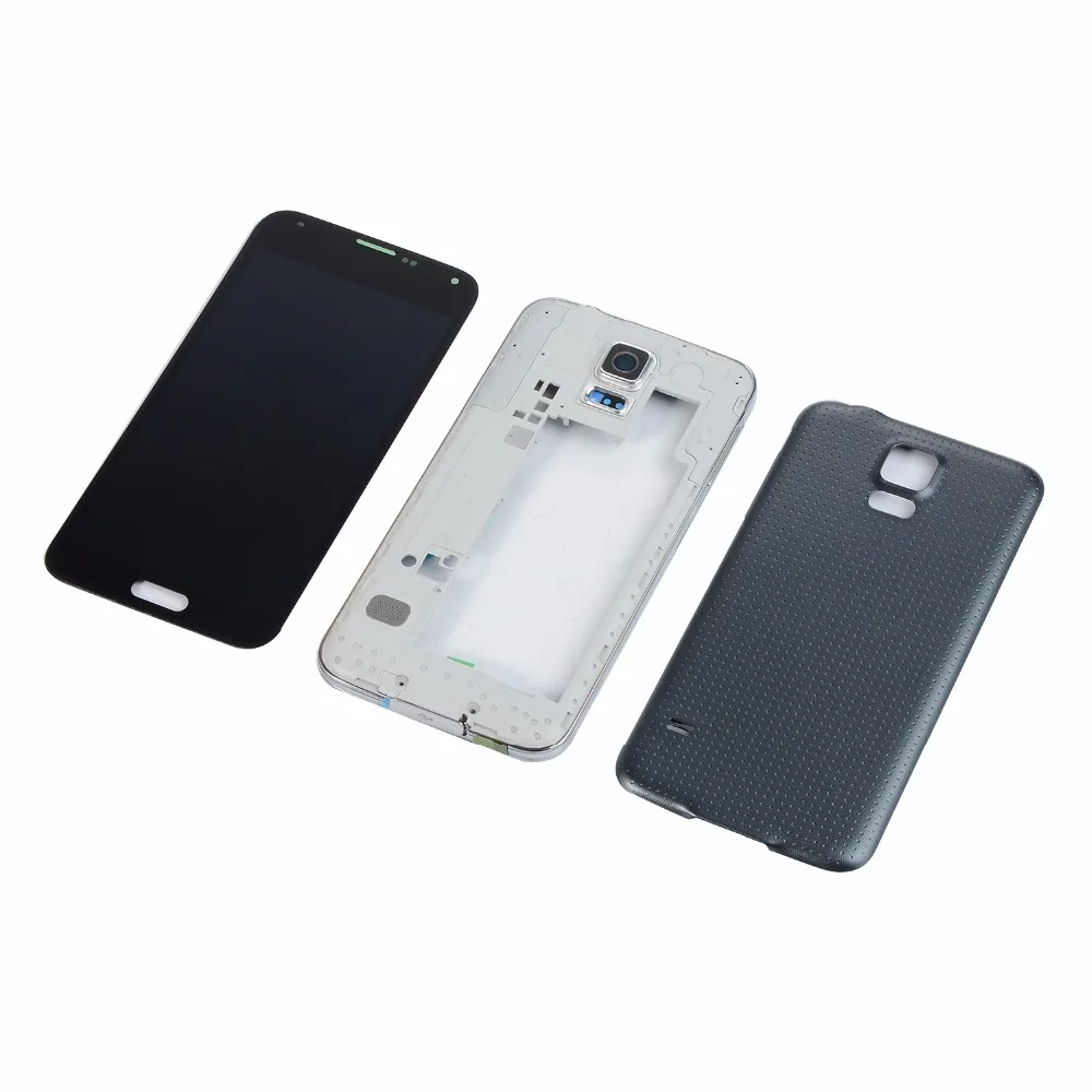 

For Samsung Galaxy S5 i9600 G900F G900T G900P G900A Housing Middle Frame Bezel+Battery Back Cover+LCD Touch Screen Display