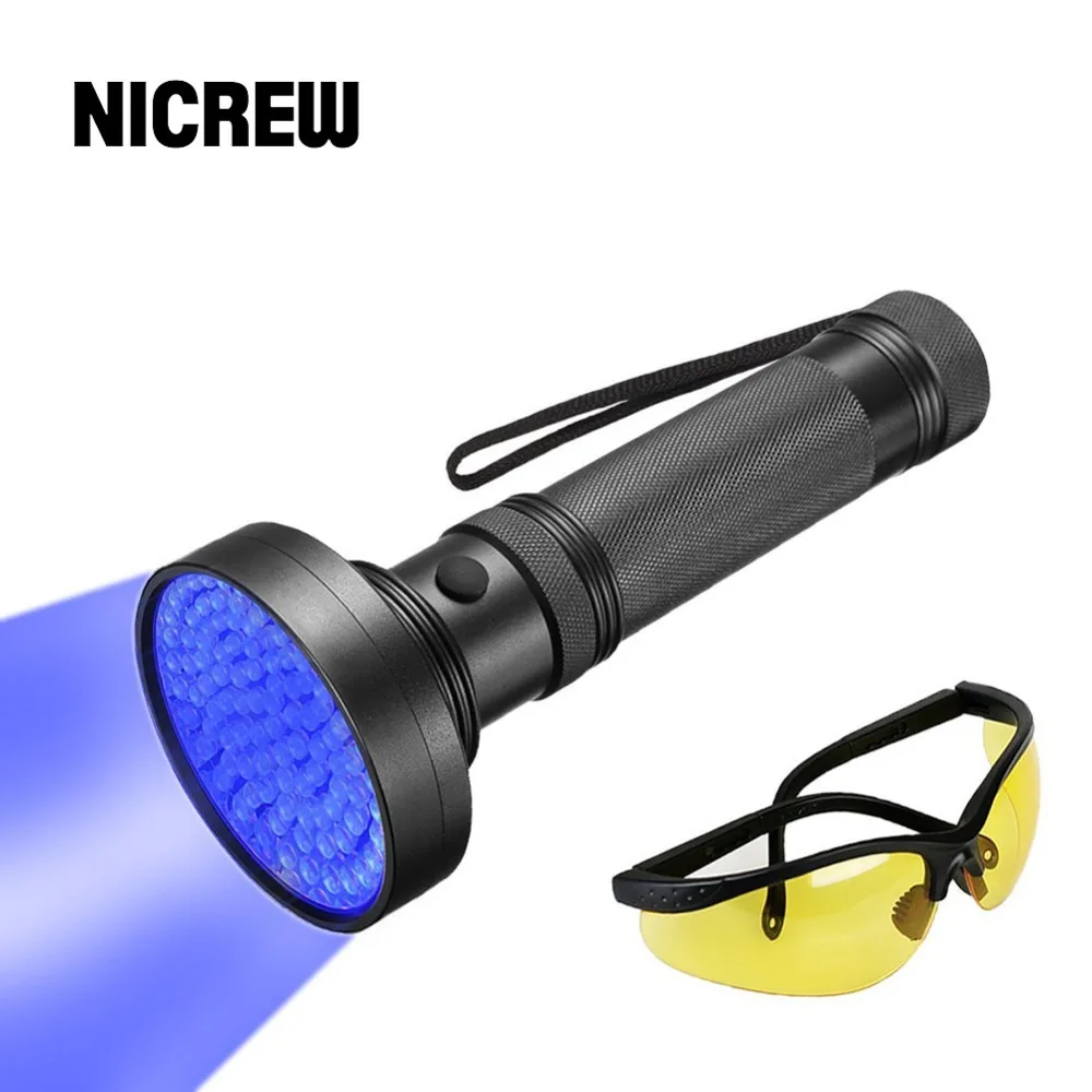 Nicrew UV Flashlight 100 LED UV Pet Urine Flashlight Detector UV