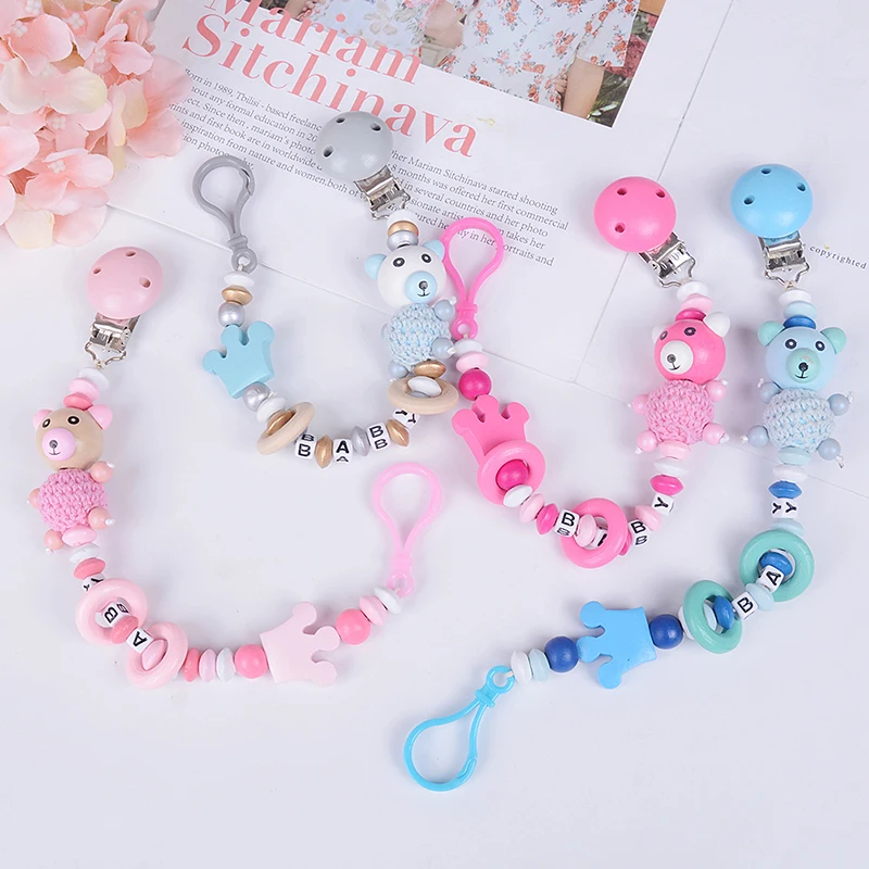 

Baby Cartoon Pacifier Clip Pacifier Chain Panda Shape Hand Made Cute Colourful Beads Dummy Clip Baby Soother Holder For Baby Kid