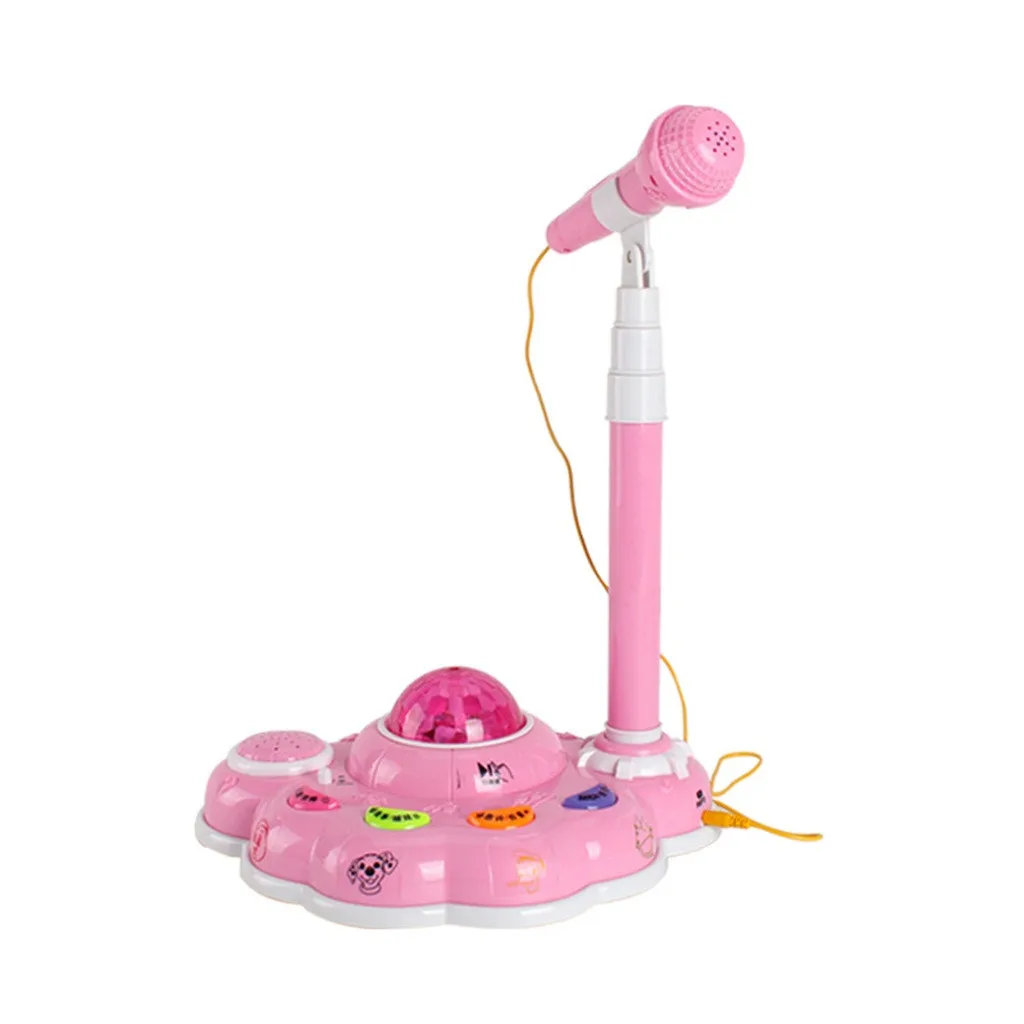 Дети Караоке микрофон микрофоны для пения С подставкой с световой эффект смешной подарок музыка игрушки для детей челнока# Z30