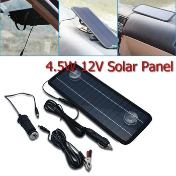 

Solar Car Portable Boat Car Solar Panel Single Crystal Silicon Trickle 4.5W 12V Battery Charger USB Outdoor Safe Protect