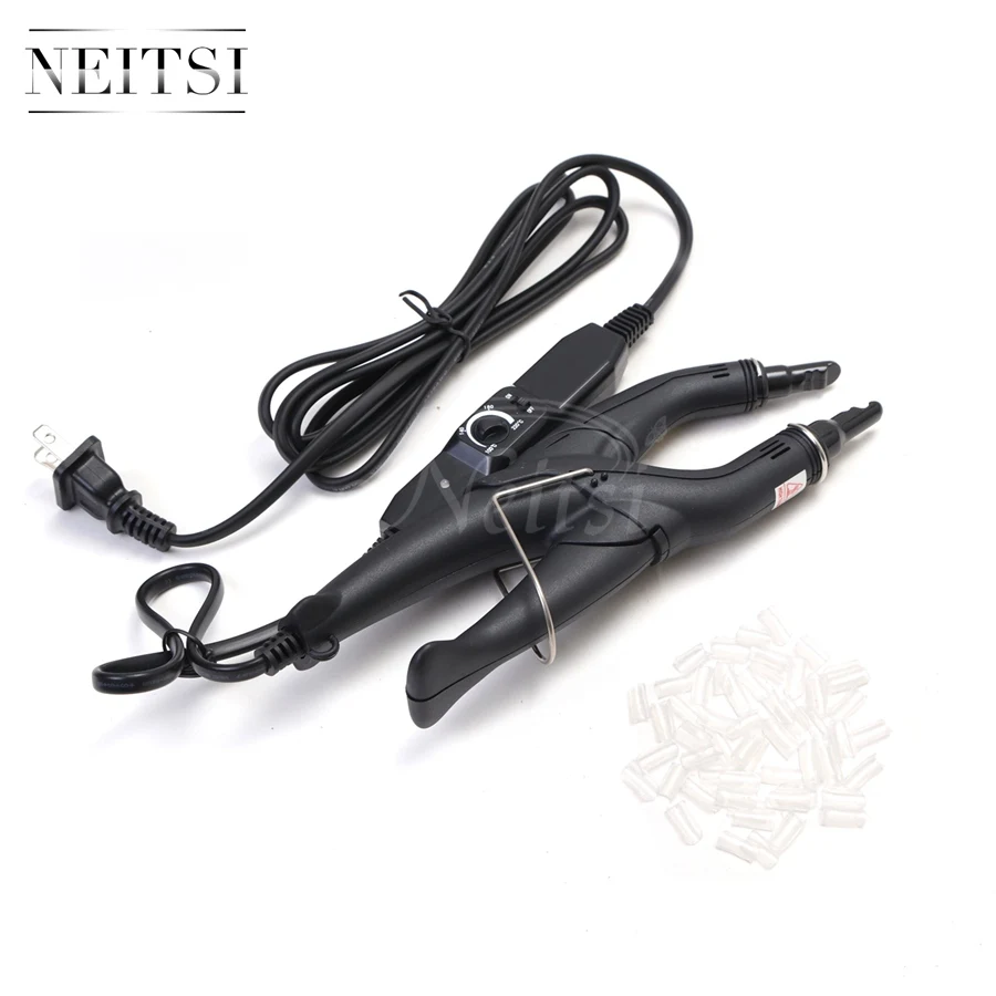

Neitsi 1PC Black# Hair Extensions Iron US Plug Connector+U-Shapped Keratin Glue 50pcs 3 Colors For Hair Extensions