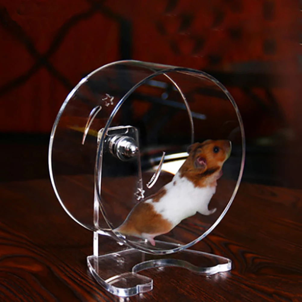 Small Pets Hamster Running Wheel Acrylic Transparent Silent Running Wheel Treadmill Wheel Hamster Cage Accessories Hamster Toy