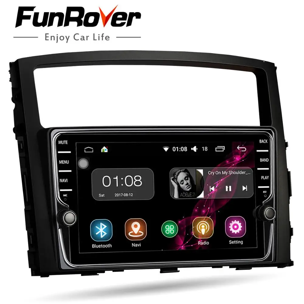 Best Funrover 2 din Android 8.0 car dvd multimedia Player For Mitsubishi Pajero V97 V93 2006-2015 car radio gps navigation IPS EQ RDS 2