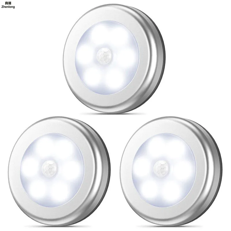 

LED Motion Sensor 6leds Led Under Cabinet Lights Dry Battery Night Light Motion Lamp PIR Body Motion Wall Indoor Bedroon Led