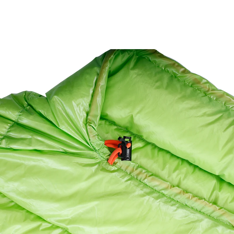 Ultralight Lengthened Mummy Sleeping Bag White Goose Down Outdoor Camping Sewn Through Black&Green 200x80cm