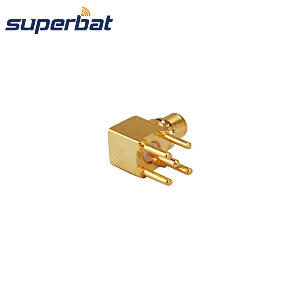 Superbat 50 Ом штекер MMCX штекер под прямым углом через отверстие PCB крепление RF разъем позолоченный