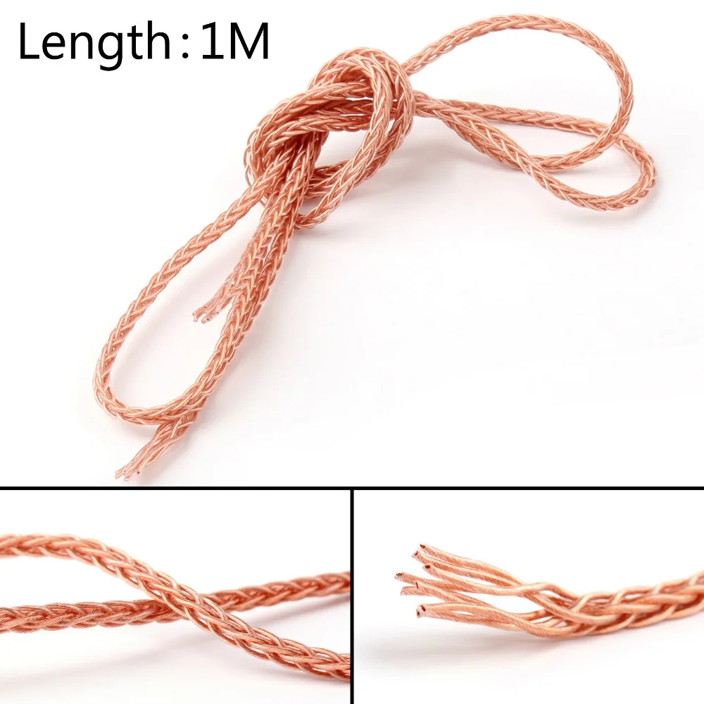 

Areyourshop 8 Core Pure OCC Hifi Wire Upgrade Cable For Headphone Earphone AUX Copper 1M/5M/10M High Quality for Connector