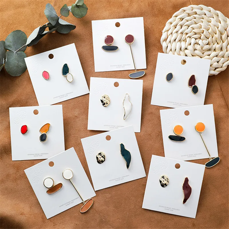 DoreenBeads Hot New Design Stud Earrings Hit Color Enamel Irregular Geometric Abstract Waterdrop for Women Girl Gift 1 Pair | Украшения и