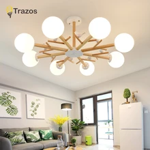 TRAZOS скандинавские стеклянные деревянные люстры для гостиной кафе промышленный блеск plafonnier Минималистичная Люстра для спальни освещение