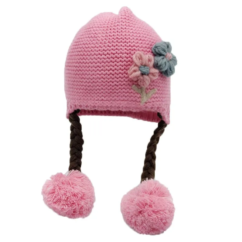 Newborn Baby Toddler Knit Hat Flower Baby Cap Infant Girls Bonnet Cute Hats Soft Cotton Newborn Baby Photo Props 6-24M