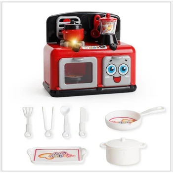 

Red Gas Cooker Gas Oven with Juice Maker Set Models Children Cheap Toys Educational Props Playhouse Tools