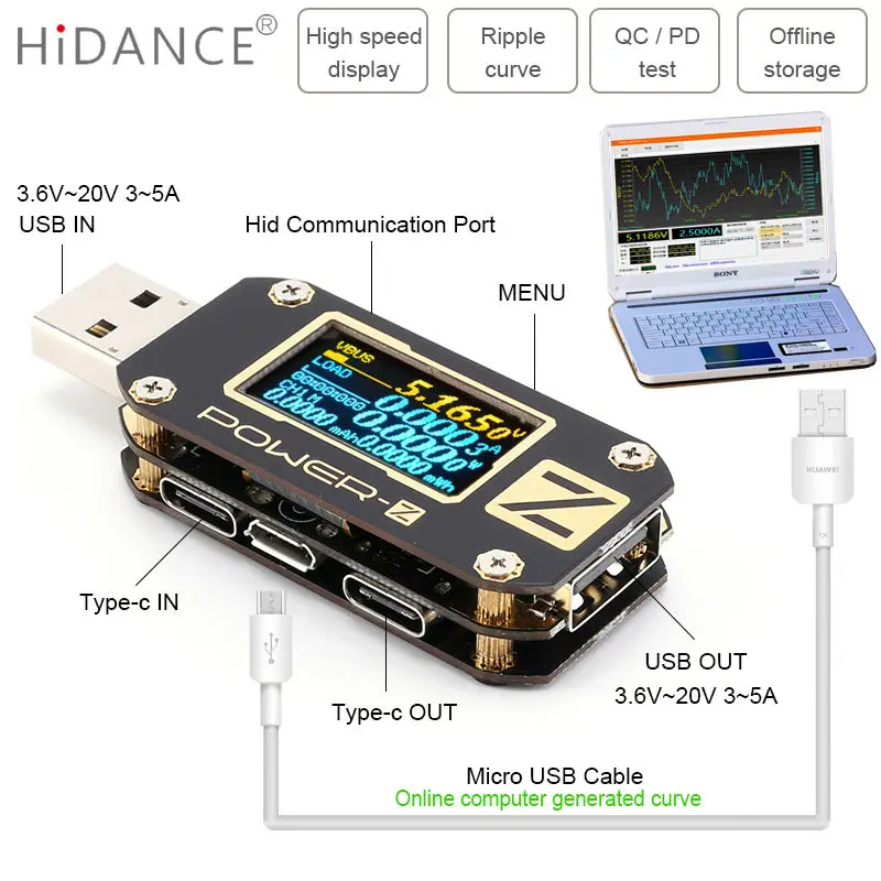 PHONEFIX KM001 POWER-Z быстрый USB QC PD тест er с ЖК-дисплеем QC3.0 2,0 тестовый анализатор напряжения тока Емкость считыватель