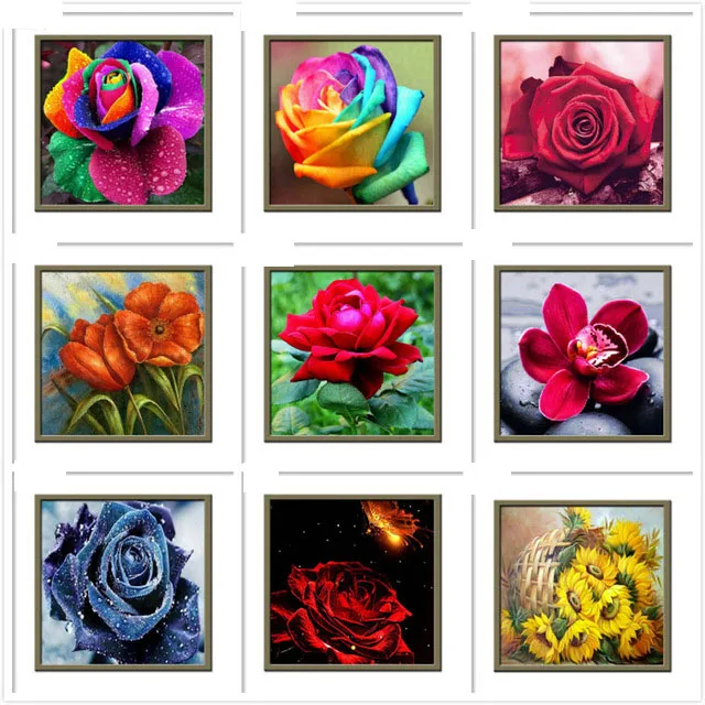 Diamond Painting Full round Drill Flowers Embroidery Rose Peony Cross Stitch Mosaic Rhinestones Home Decorative | Дом и сад