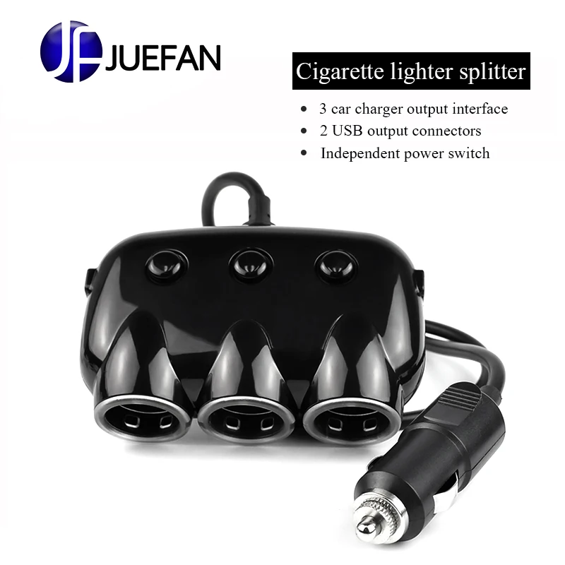 

12V-24V with switch Cigarette lighter splitter Dual USB Car Charger Quick Charge 2.0 3.0 Port Support both phones while charging