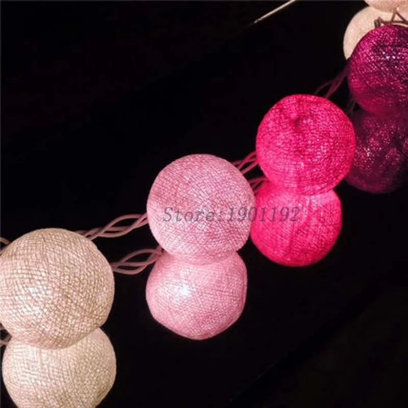 

Feimefeiyou Thai cotton ball pink Lantern string flashing lights holiday lights LED wedding lighting macarons color sweet lamp