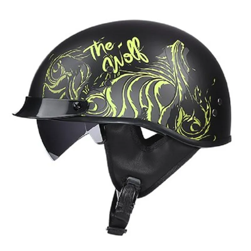 

New retro motorcycle half face helmet With Inner Sun Visor Casco Casque Moto Harley Retro vintage Helmets dot