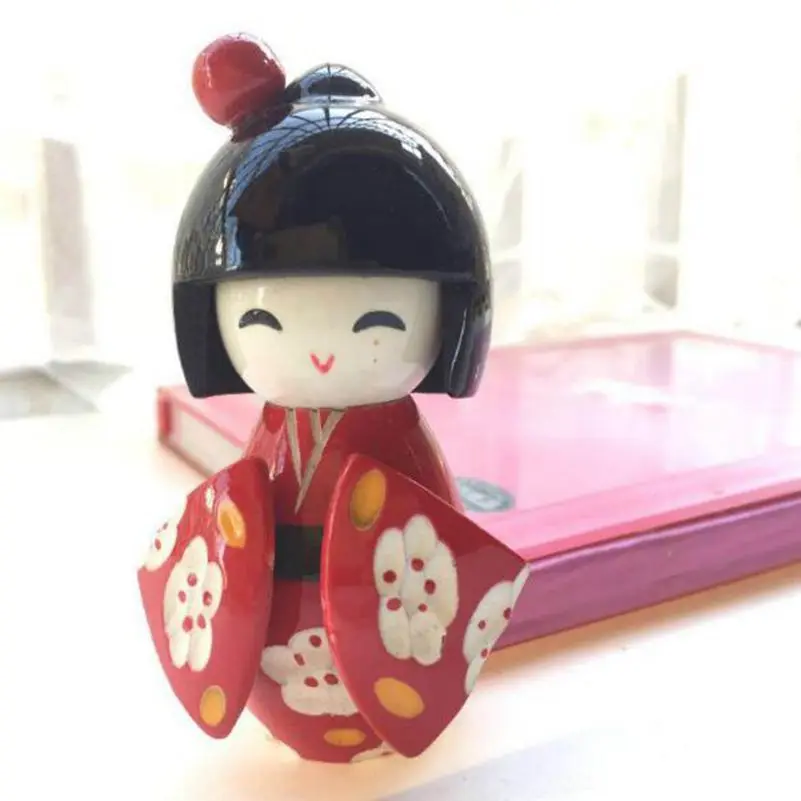 

New Cute Handmade Oriental Japanese Kokeshi Girls Wooden Dolls size 8.5x5cm ,color ship by random